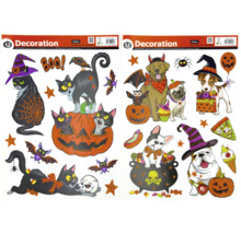 Halloweenske okenné nálepky s motívmi mačiek a psov