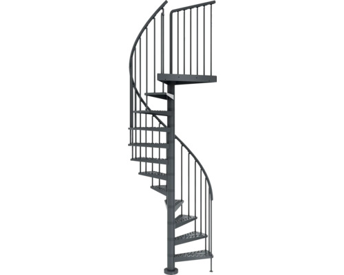 Oceľové točité schodisko so zábradlím