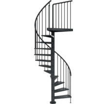 Kovové točité schodisko so zábradlím