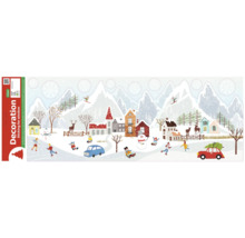 Samolepky na okno s motívom zimnej dediny