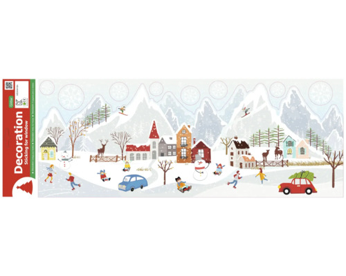 Samolepky na okno s motívom zimnej dediny