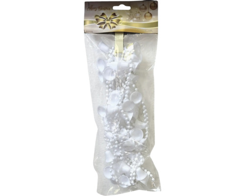 Balená vianočná girlanda s bielymi zvončekmi a korálkami