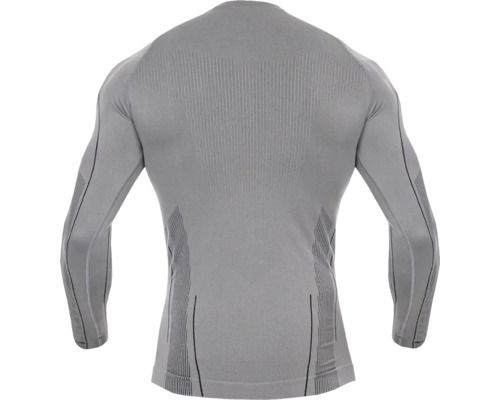 Sivé funkčné tričko s dlhým rukávom pre mužov, pohľad zozadu.