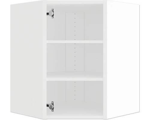 Biela závesná skrinka s tromi úložnými priehradkami