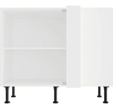 Biela spodná kuchynská skrinka s policou a čiernymi nožičkami