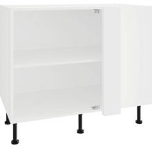 Biela spodná skrinka s otvorenými dvierkami a policami