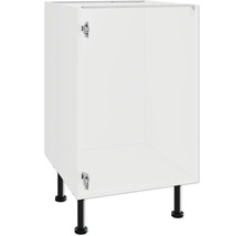 Biela spodná skrinka bez dvierok a s čiernymi nožičkami