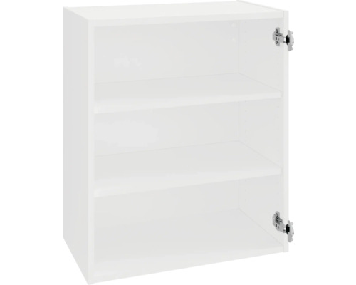 Otvorená biela závesná skrinka s tromi policami