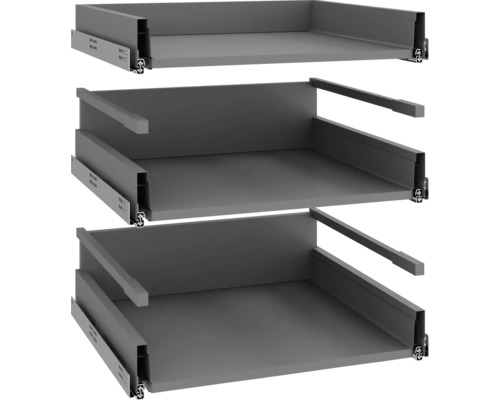 Tri zásuvkové prvky pre skrine rôznych výšok