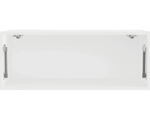 Vnútorný pohľad na bielu závesnú skrinku s plynovými tlmičmi