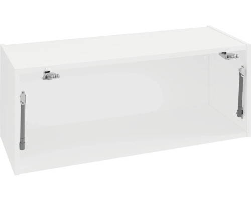 Biela závesná skrinka bez dverí s plynovou pružinou