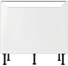 Biela kuchynská spodná skrinka s čiernymi nohami