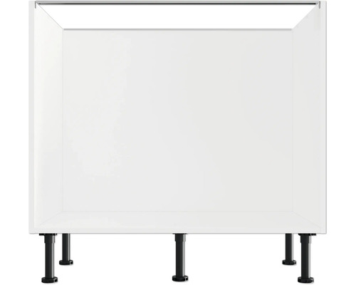 Biela kuchynská spodná skrinka s čiernymi nohami