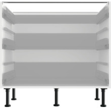 Biela kuchynská skrinka s čiernym soklom