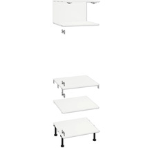 Pohľad zhora na systém kuchynských spodných skriniek so zásuvkami a pracovnými doskami