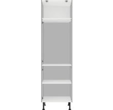 Biela závesná skrinka s policami a čiernymi nožičkami na montáž na stenu