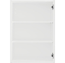 Vnútorný pohľad na bielu kúpeľňovú skrinku s dvoma policami