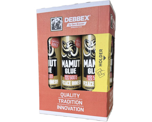 Montážne lepidlo Den Braven Mamut Glue High Tack biele 290 ml, balenie 6 ks Debbex Mamut Glue, montážne lepidlo v balení s vysokou počiatočnou priľnavosťou
