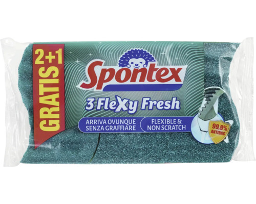 Spontex 3 ks balenie Flexy Fresh abrazívne hubky, nepoškriabu a sú antibakteriálne