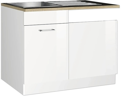 Umývacie centrum Held Möbel Mailand 110 x 60 x 85 cm biela vysoko lesklý biela matný Skrinka pod umývadlo s dvomi dvierkami a umývadlom