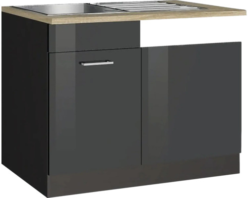 Umývacie centrum Held Möbel Mailand 110 x 60 x 85 cm sivá vysoko lesklý sivá matný Kuchynská spodná skrinka s drezom a jednými dvierkami