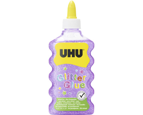 Lepidlo UHU Glitter Glue Purple Maxi 185g 177ml Fľaša trblietavého lepidla Uhu