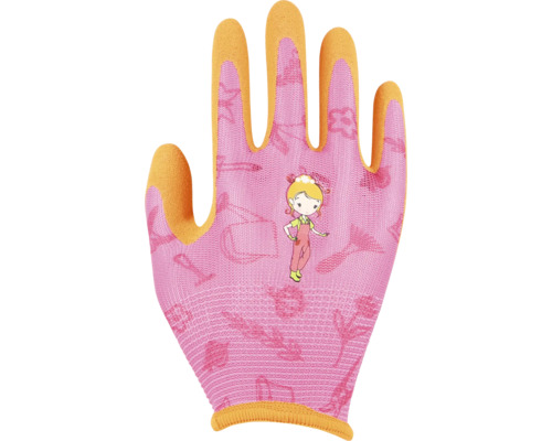 Detské rukavice Floralie Gardening with kids s potlačou veľ. 3 ružové Záhradná rukavica pre deti s motívmi a povrchovou úpravou