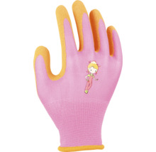 Záhradná rukavica s povrchovou úpravou a motívom dievčaťa