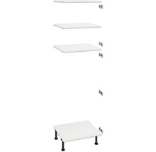 Biela polica s čiernymi nohami a montážny uholník pre montáž na stenu