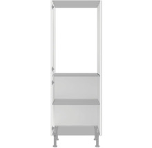 Biela vysoká skrinka s tromi policami a nožičkami