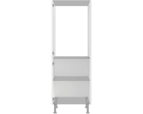 Biela vysoká skrinka s tromi policami a nožičkami