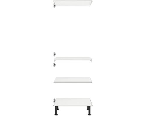 Kúpeľňová skrinka pod umývadlo so štyrmi úrovňami a čiernymi nohami