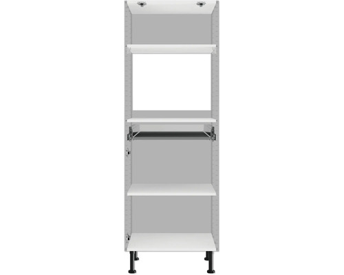 Regálový systém s niekoľkými policami a výškovo nastaviteľnými nohami