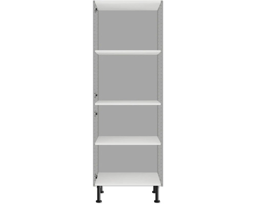 Otvorená vysoká skriňa so štyrmi policami a nožičkami