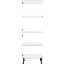 Policový systém s viacerými policami a čiernymi nohami