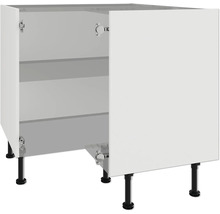 Spodná skrinka s otvorenými dvierkami a policami