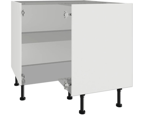 Spodná skrinka s otvorenými dvierkami a policami