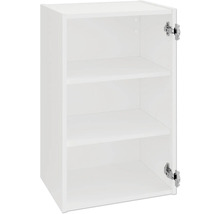 Otvorená biela kuchynská závesná skrinka s tromi policami