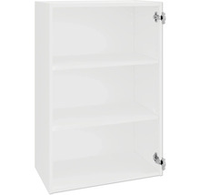 Biela závesná skrinka s tromi priehradkami na montáž na stenu