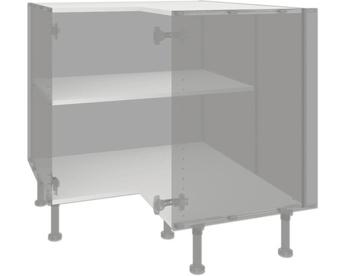 Rohová spodná skrinka s policami a nastaviteľnými nohami