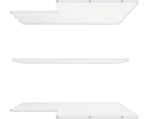 Tri biele nástenné police na uskladnenie
