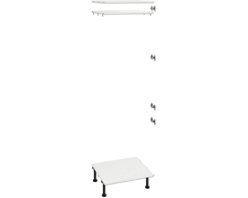 Police s konzolami a stolovou podnožou pre regálový systém