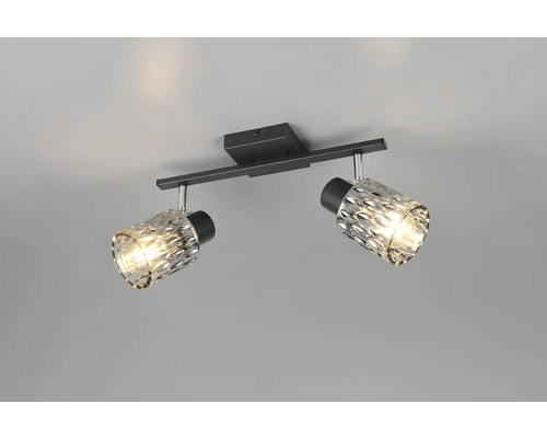 Stropné svietidlo s dvoma reflektormi a sklenenými tienidlami so vzorom