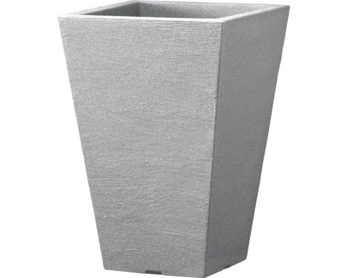Kvetináč Capri plastový Ø 24 x 35 cm kamenná sivá Sivý kvetináč štvorcového tvaru