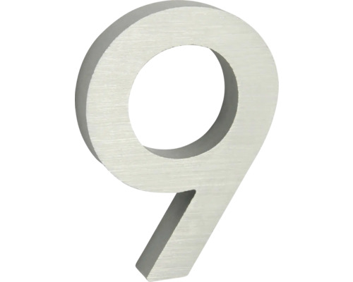 Hliníkové číslo 9 v „3D“ prevedení RN.100LV.9.AL.STR Číslo domu 9 z kovu