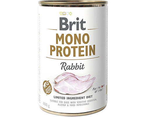 Konzerva pre psov Brit Mono Protein Rabbit 400 g (5+1) Brit Mono Protein psie krmivo králik v konzerve