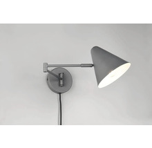 Sivá nástenná lampa s nastaviteľným ramenom