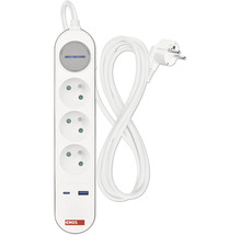 Predlžovací kábel s tromi zásuvkami a dvoma USB portami od spoločnosti Emos