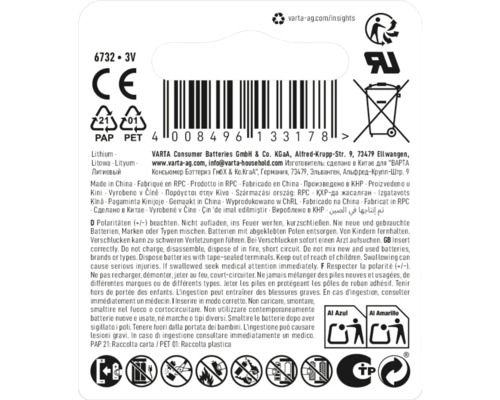 Informácie a varovania pre gombíkové batérie Varta