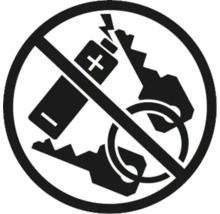 Symbol zákazu kľúčov a batérií